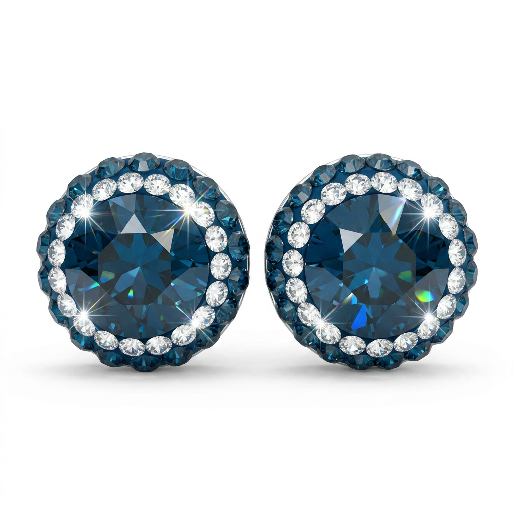 Double Halo Stud Earing with Crystals From Europe