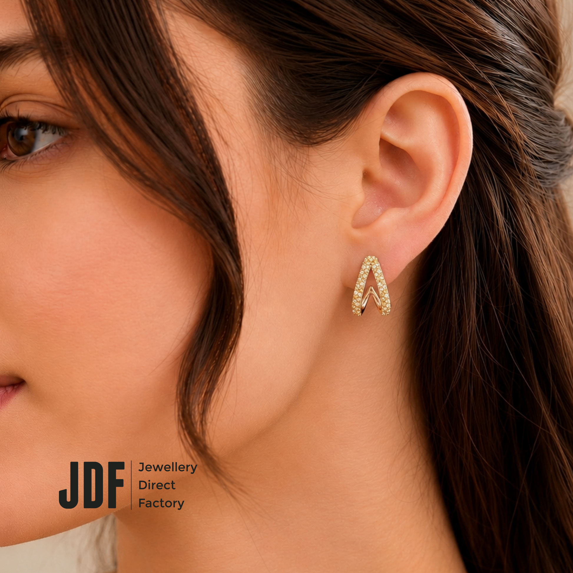 V-Shaped Stud Earrings with European Crystals