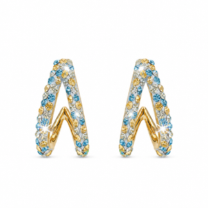 V-Shaped Stud Earrings with European Crystals