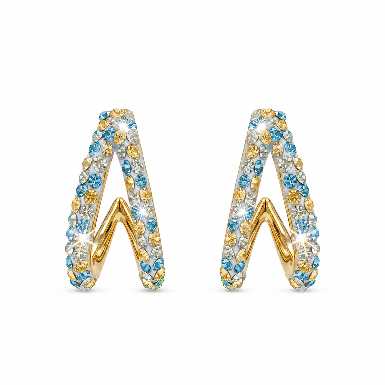 V-Shaped Stud Earrings with European Crystals
