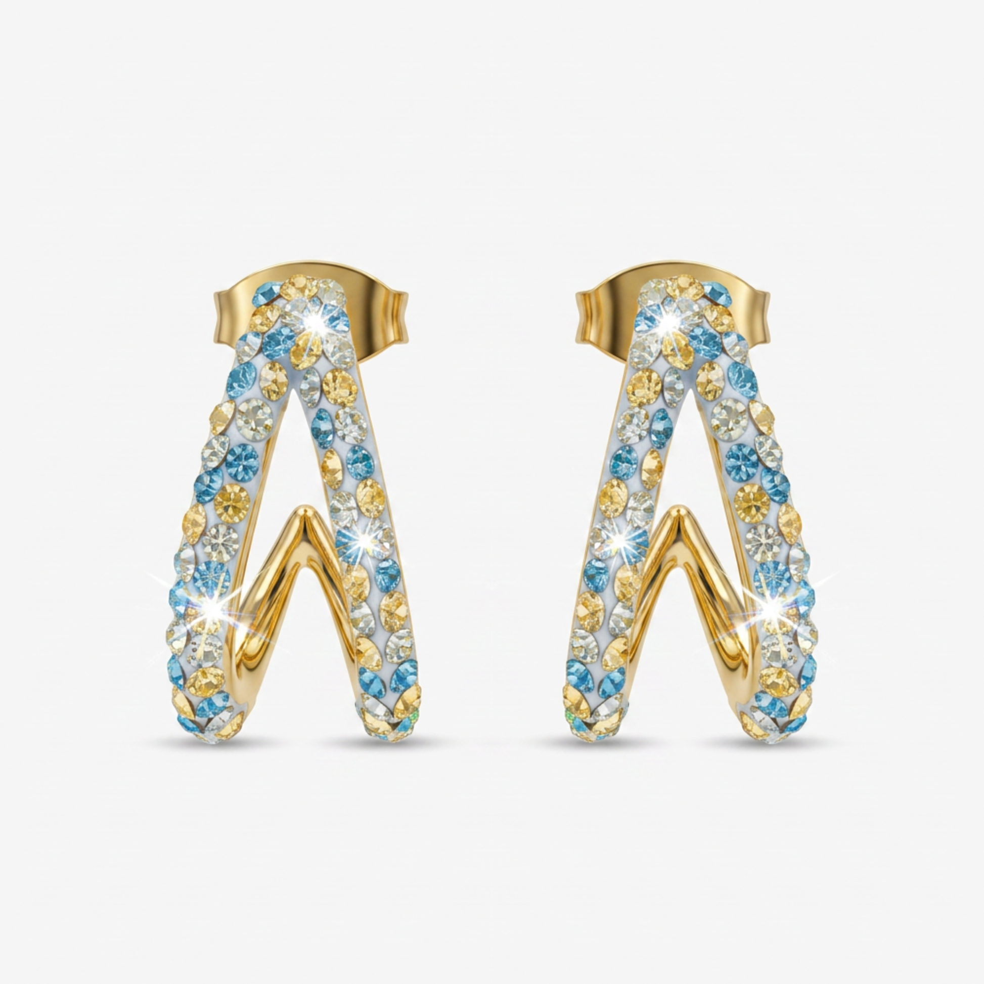 V-Shaped Stud Earrings with European Crystals