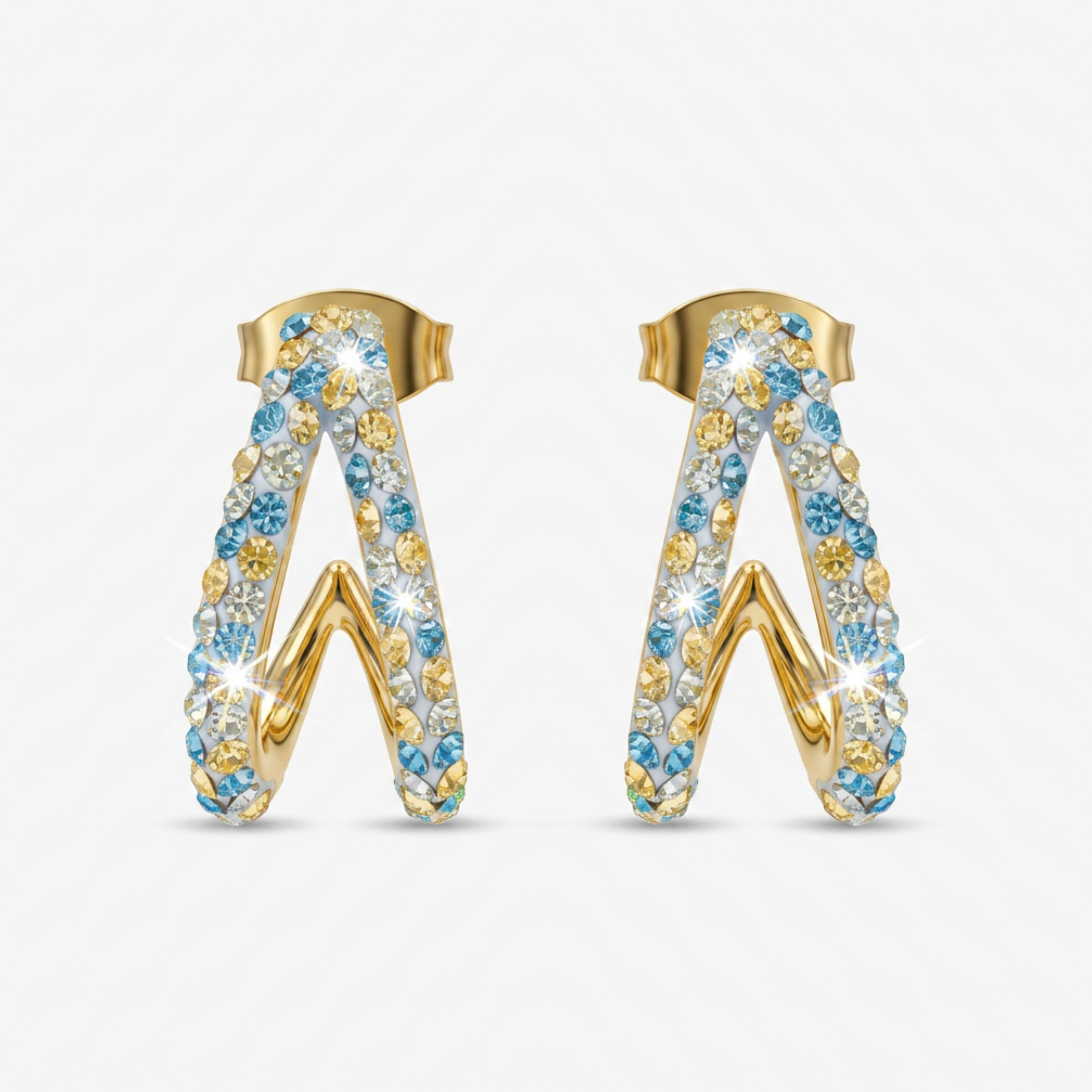 V-Shaped Stud Earrings with European Crystals