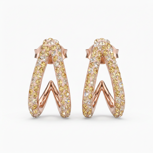 V-Shaped Stud Earrings with European Crystals
