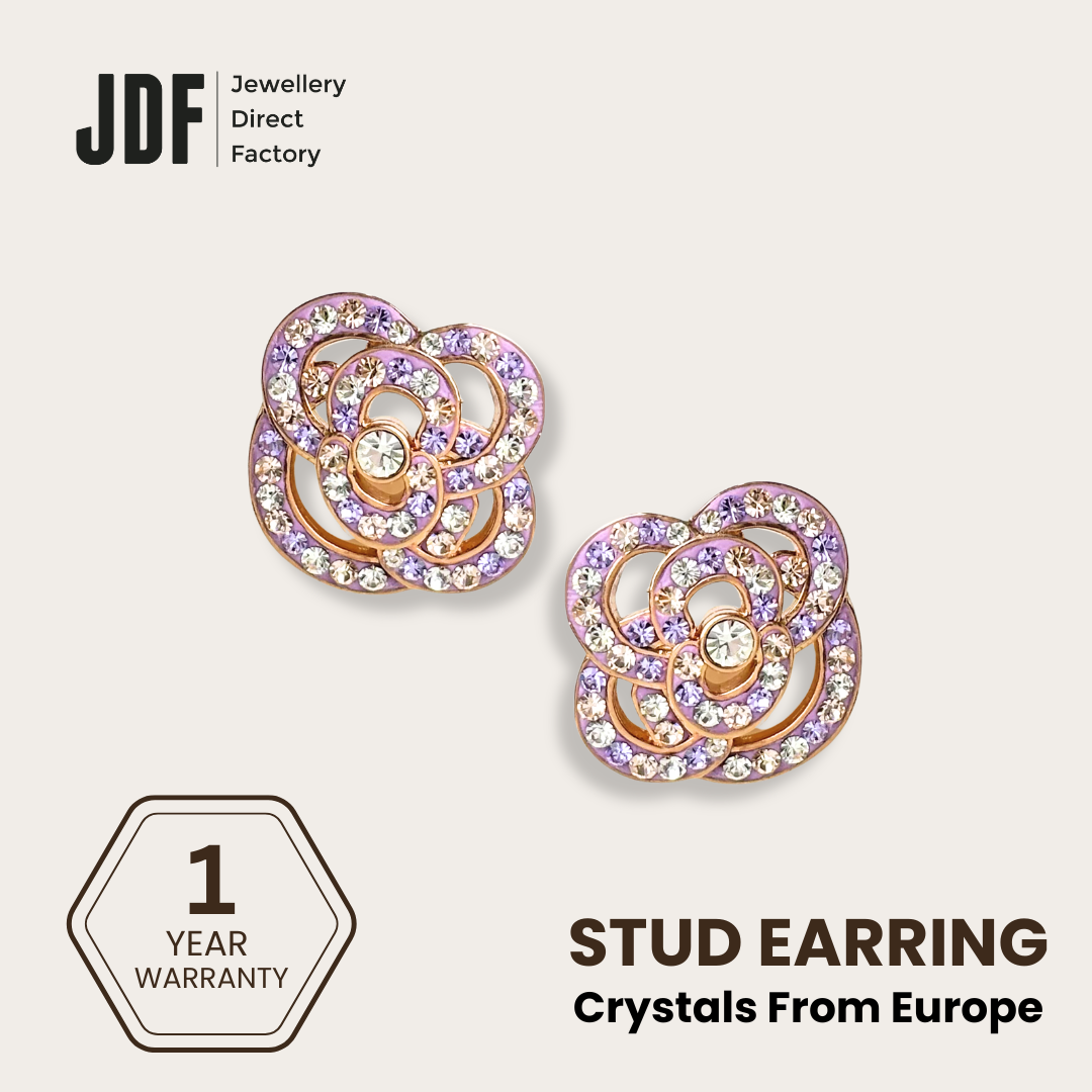 Flower Bold Earring with Crystal From Europe