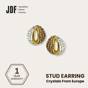 Curved Stud Earring with Crystal From Europe