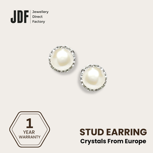 8mm Pearl Stud with Crystal From Europe