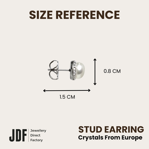 8mm Pearl Stud with Crystal From Europe