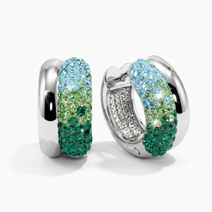 Elegant Double Circle Stud Earrings with Crystals from Europe