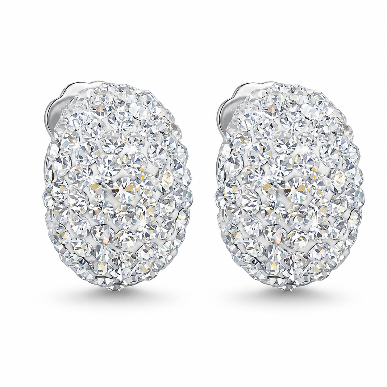 Curved Hoop Earrings with Crystals from Europe
