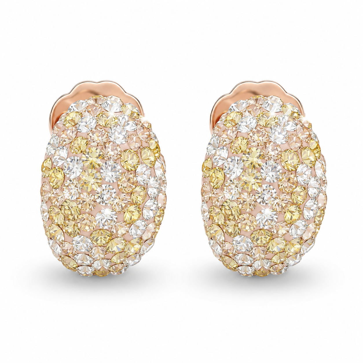 Curved Hoop Earrings with Crystals from Europe