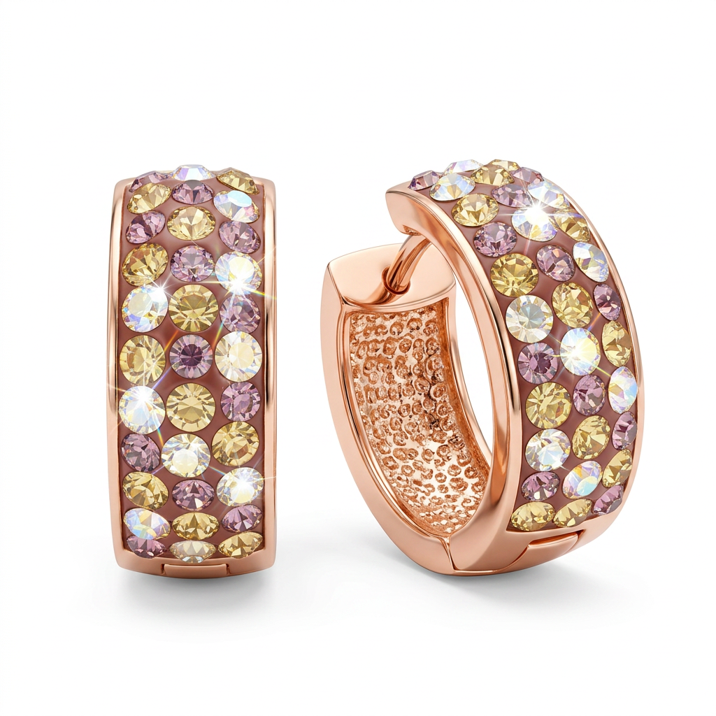 Huggie Hoops with Crystals From Europe