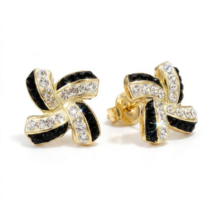 Elegant Windmill Stud Earrings with Crystals from Europe