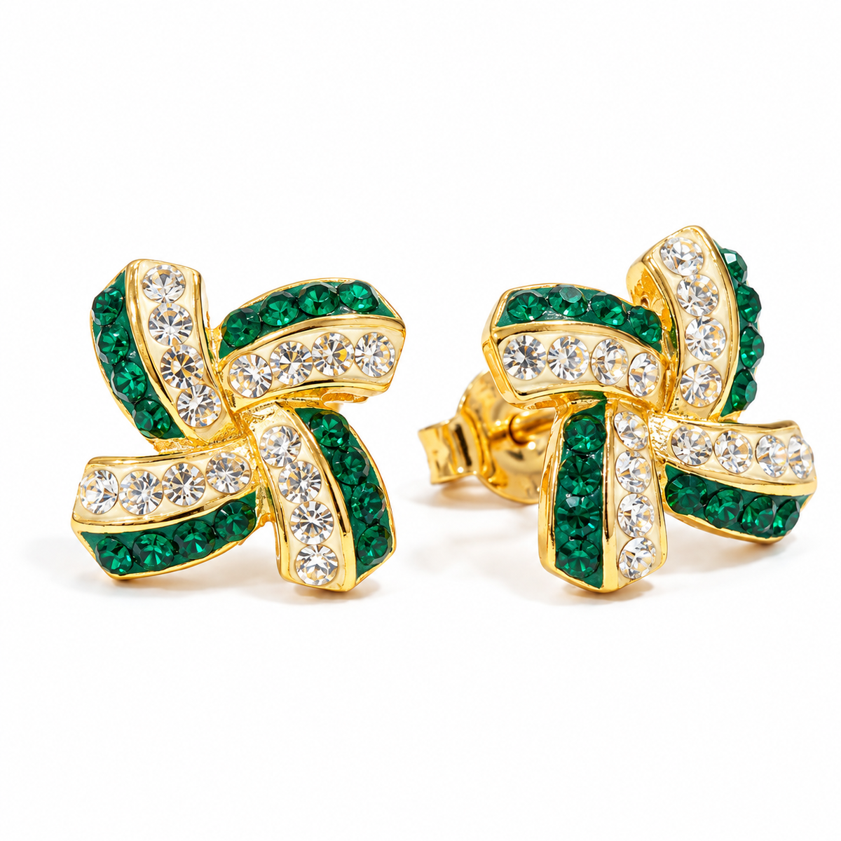 Elegant Windmill Stud Earrings with Crystals from Europe