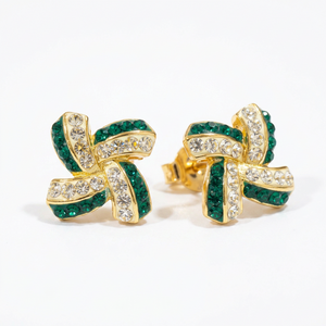 Elegant Windmill Stud Earrings with Crystals from Europe