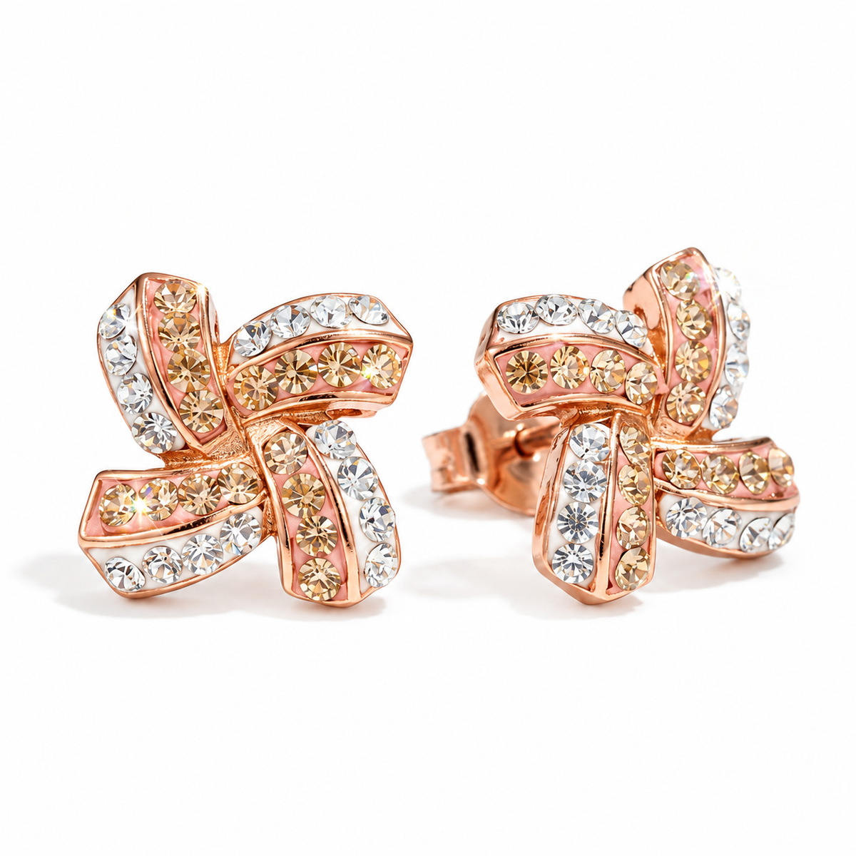 Elegant Windmill Stud Earrings with Crystals from Europe