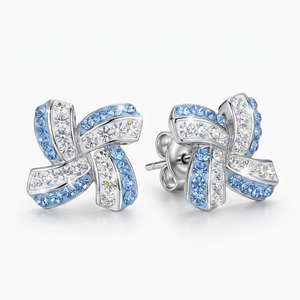 Elegant Windmill Stud Earrings with Crystals from Europe