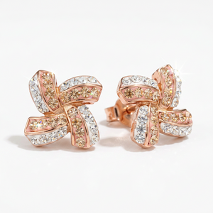 Elegant Windmill Stud Earrings with Crystals from Europe