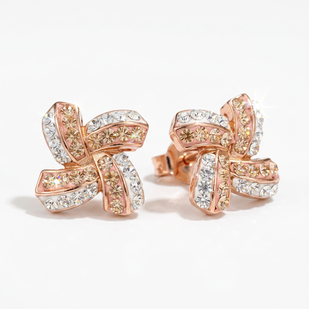 Elegant Windmill Stud Earrings with Crystals from Europe