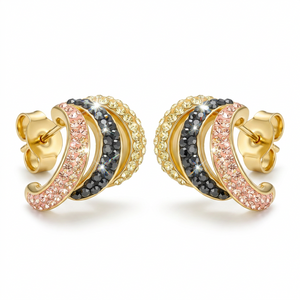 Aurora Curve Stud Earrings with Crystals from Europe