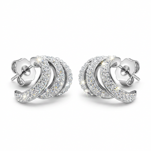 Aurora Curve Stud Earrings with Crystals from Europe