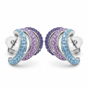 Aurora Curve Stud Earrings with Crystals from Europe