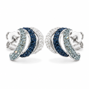 Aurora Curve Stud Earrings with Crystals from Europe