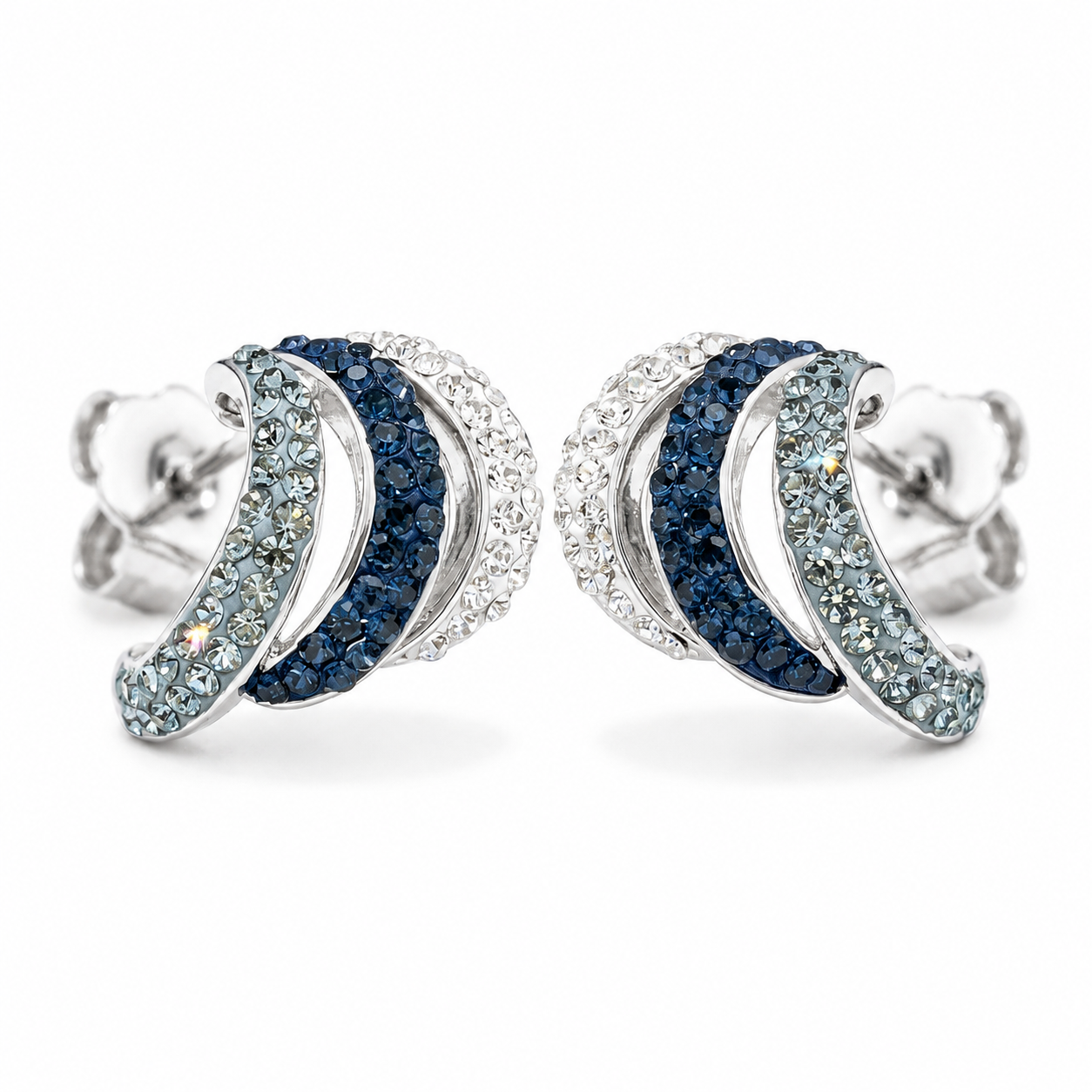 Aurora Curve Stud Earrings with Crystals from Europe