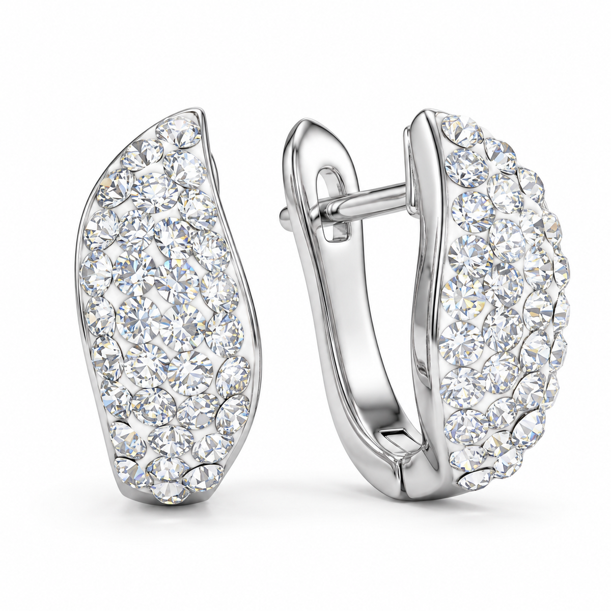Aurora Curve Hoops with Crystals from Europe
