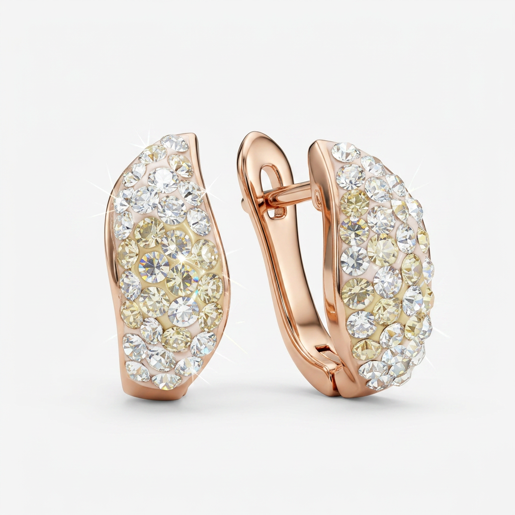 Aurora Curve Hoops with Crystals from Europe