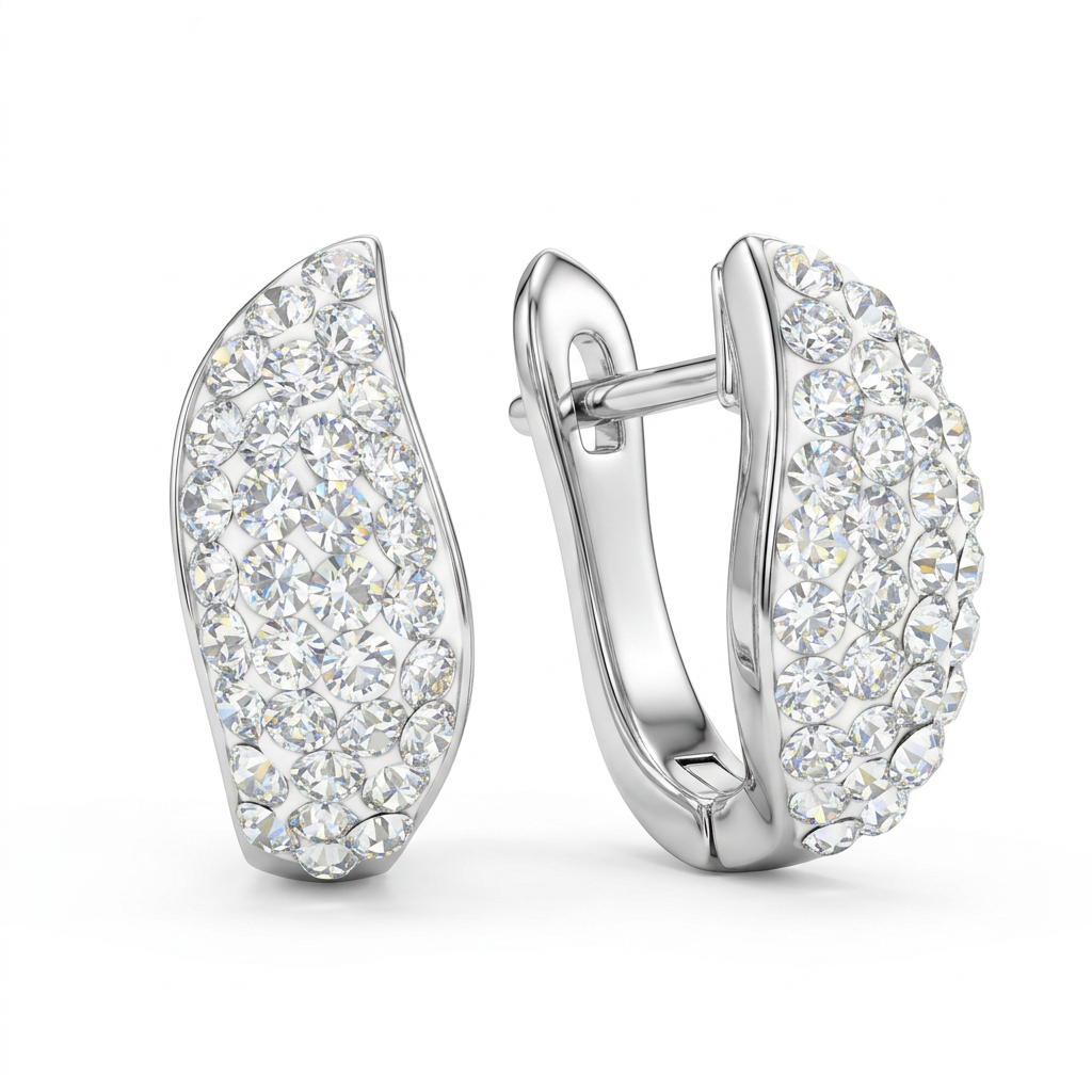 Aurora Curve Hoops with Crystals from Europe