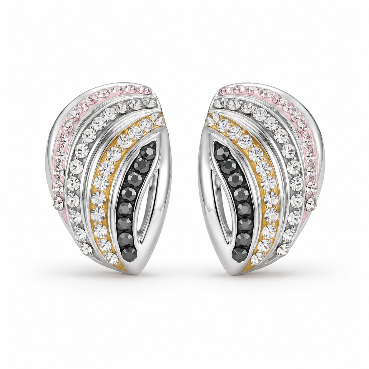 Elegant Seashell Stud Earrings with Crystals from Europe