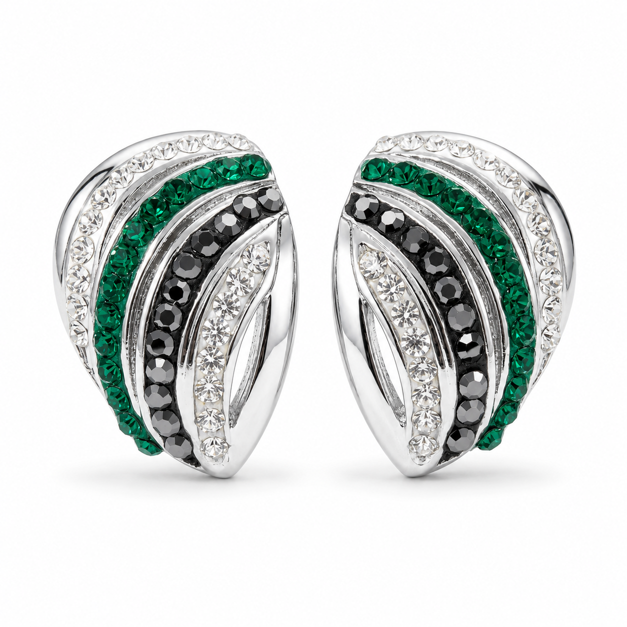 Elegant Seashell Stud Earrings with Crystals from Europe