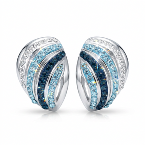 Elegant Seashell Stud Earrings with Crystals from Europe