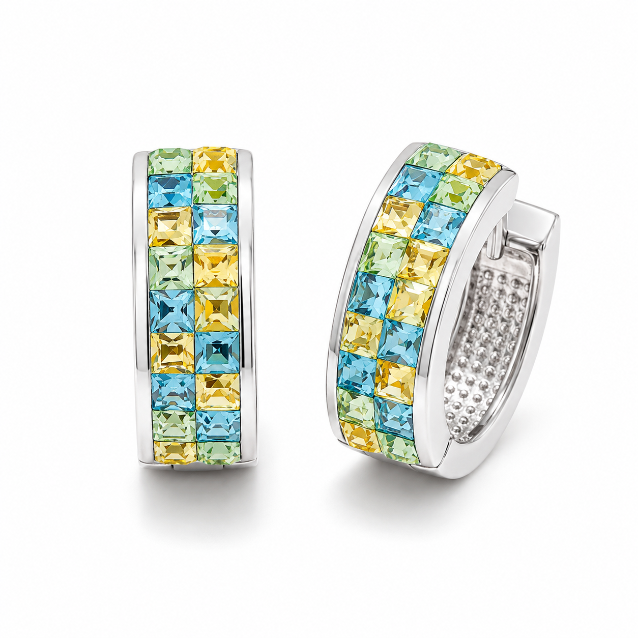 Princess Wide Huggies Earrings with Crystals from Europe