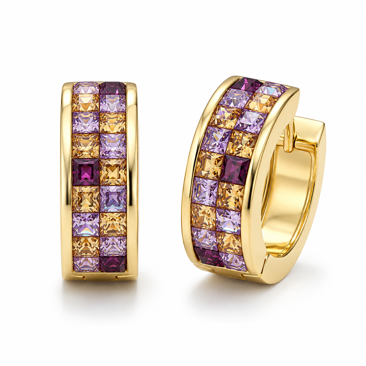 Princess Wide Huggies Earrings with Crystals from Europe