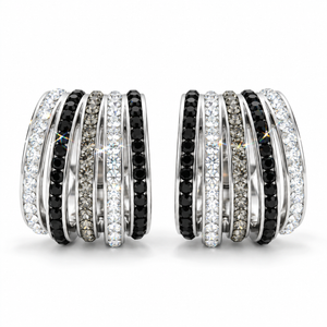 Multi-Band Stud Earrings with Crystals from Europe
