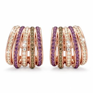 Multi-Band Stud Earrings with Crystals from Europe