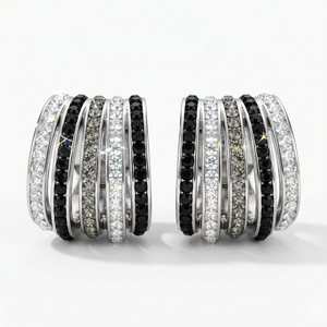 Multi-Band Stud Earrings with Crystals from Europe