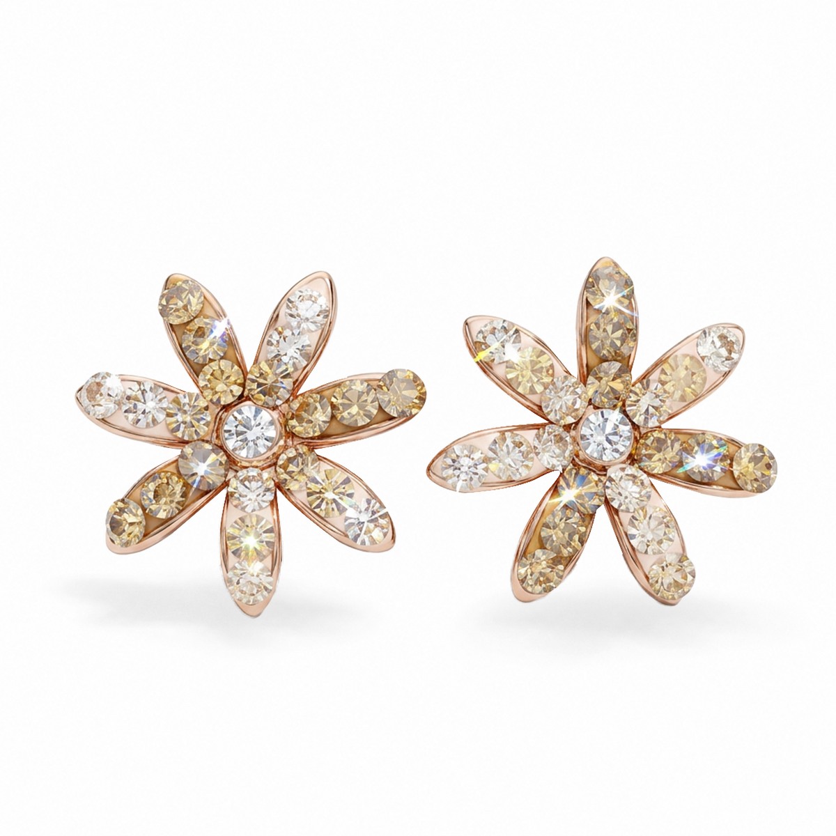 Daisy Flower Stud Earring with Crystals from Europe