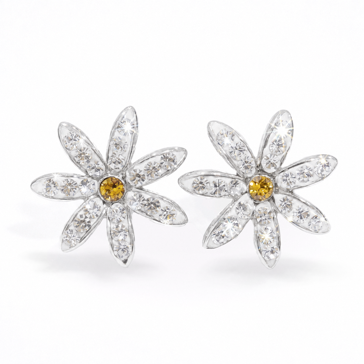 Daisy Flower Stud Earring with Crystals from Europe