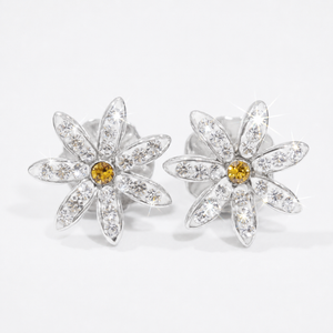 Daisy Flower Stud Earring with Crystals from Europe