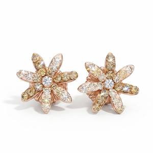 Daisy Flower Stud Earring with Crystals from Europe