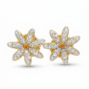 Daisy Flower Stud Earring with Crystals from Europe