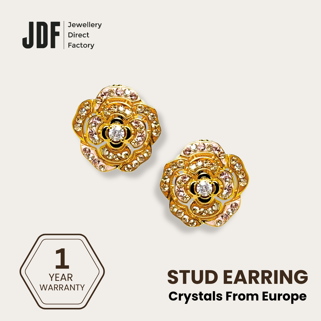 Camelia Flower Earring with Crystal From Europe