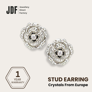 Camelia Flower Earring with Crystal From Europe