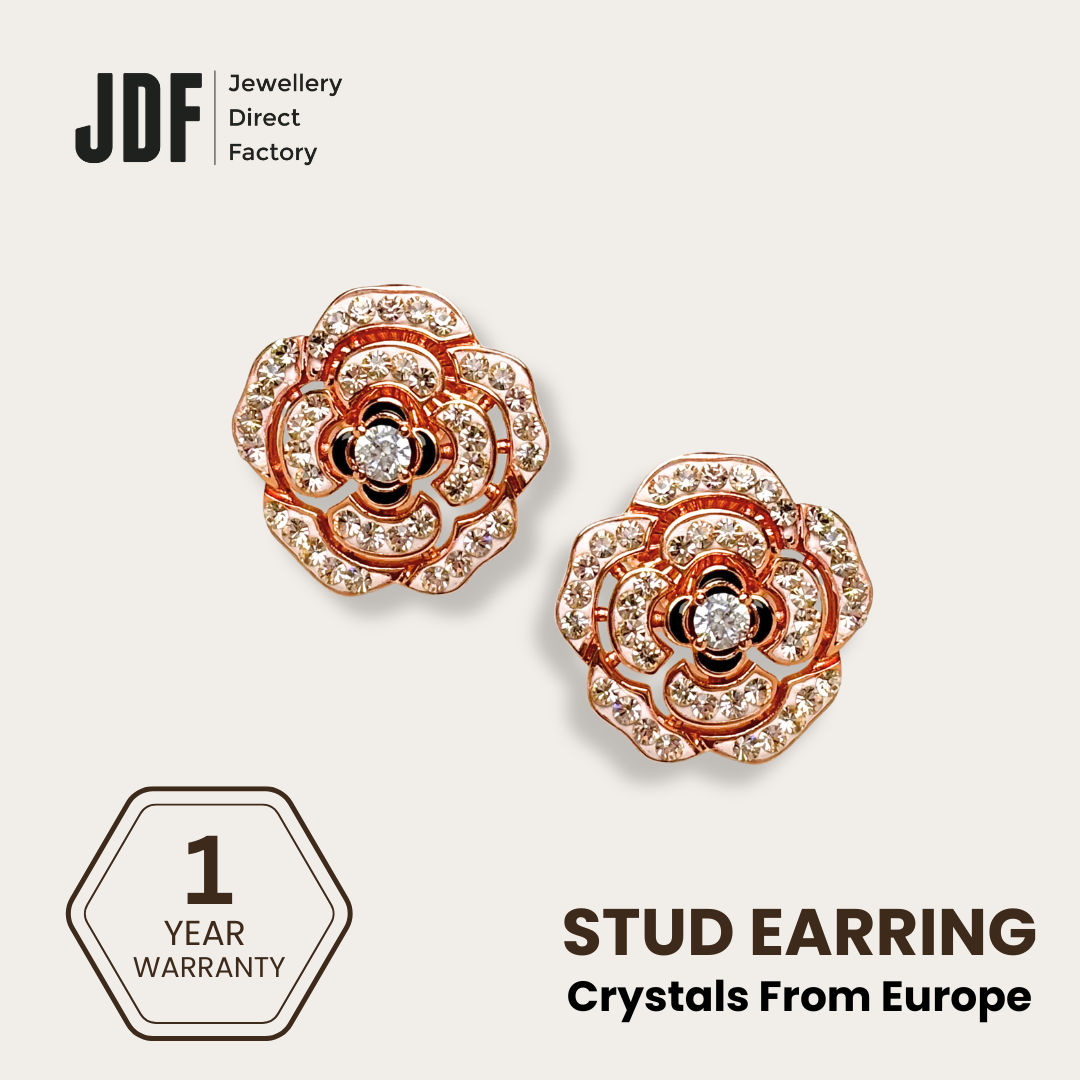 Camelia Flower Earring with Crystal From Europe