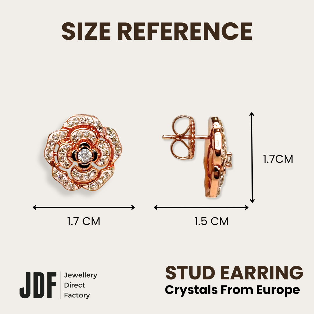 Camelia Flower Earring with Crystal From Europe