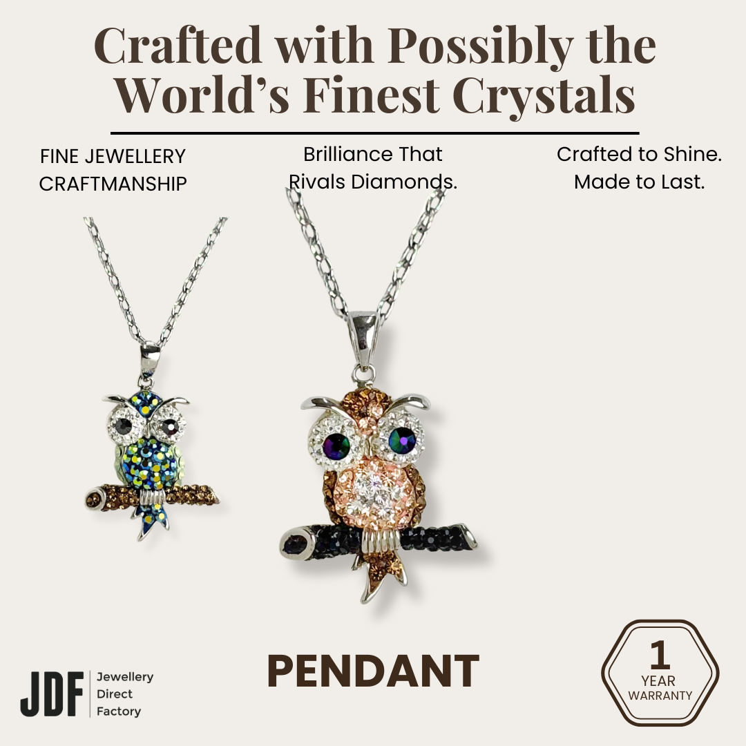 Owl Pendant with Crystal From Europe