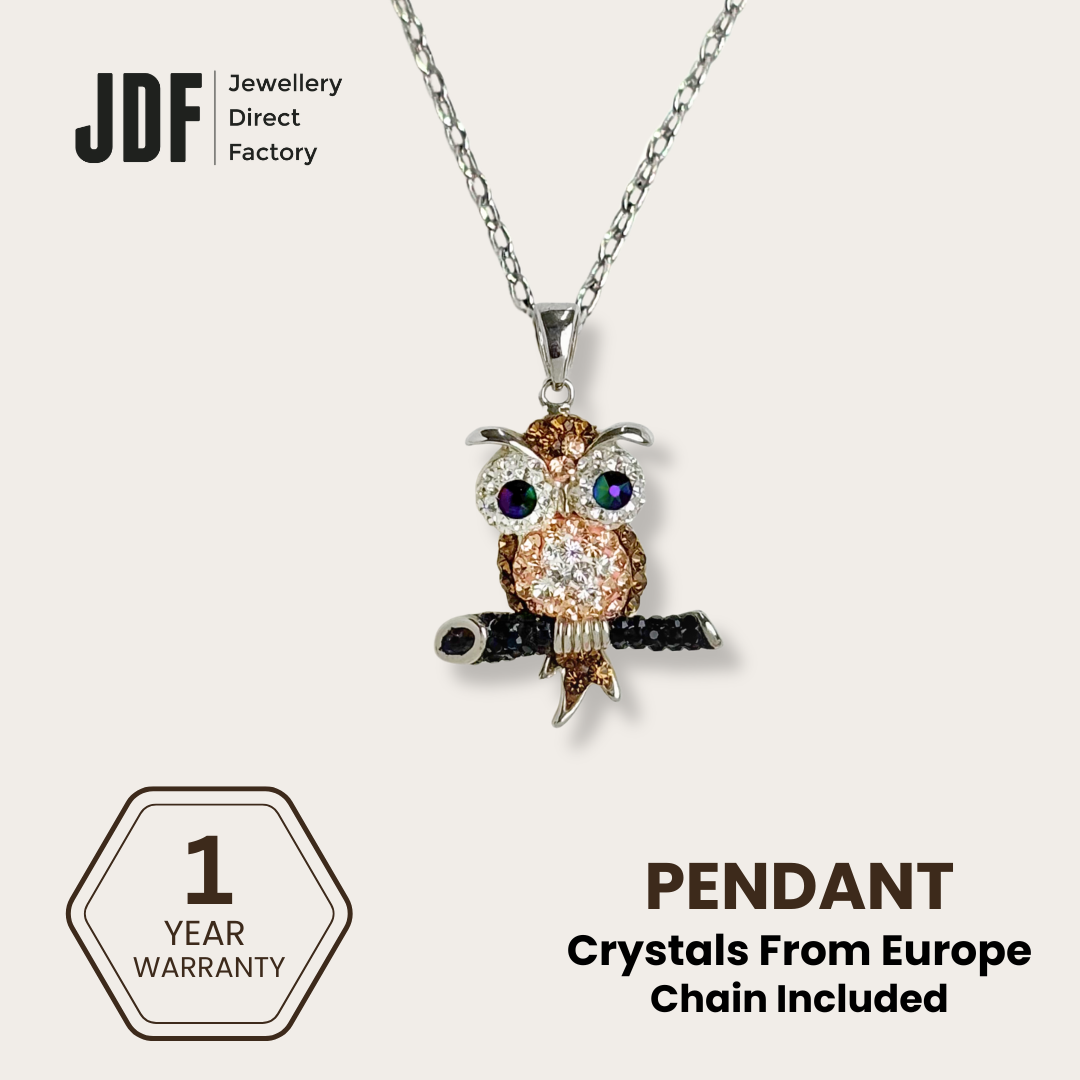 Owl Pendant with Crystal From Europe