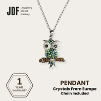Owl Pendant with Crystal From Europe